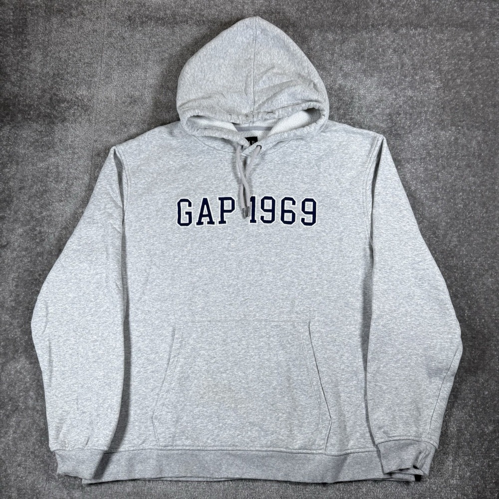 GAP Hoodie Men's Large Gray Oversized Logo Relaxed Streetwear